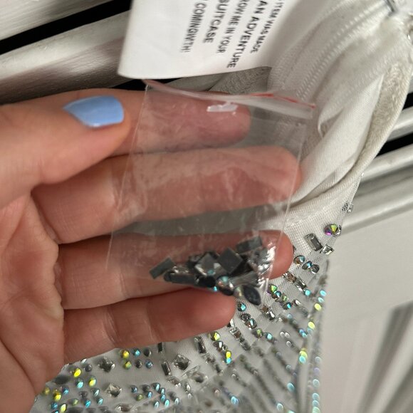 NWT 12th Tribe Violet White Rhinestone Mesh Mini Skirt - Picture 6 of 6